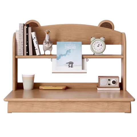 Oak & Beech Solid Wood Multi Layer Desktop Bookshelf Organizer for Kids Study Table Natural Finish