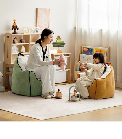 Children's Lazy Reading Corner Chair Soft Blue Chenille Upholstered Toddler Sofa with Removable Cover & EPP Filling for Kids Room