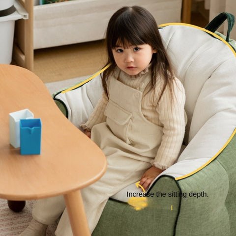 Children's Lazy Reading Corner Chair Soft Blue Chenille Upholstered Toddler Sofa with Removable Cover & EPP Filling for Kids Room