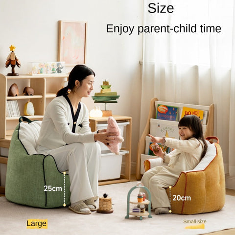 Children's Lazy Reading Corner Chair Soft Blue Chenille Upholstered Toddler Sofa with Removable Cover & EPP Filling for Kids Room