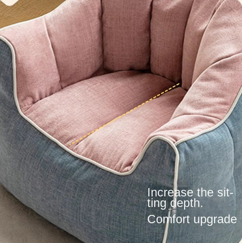 Children's Lazy Reading Corner Chair Soft Blue Chenille Upholstered Toddler Sofa with Removable Cover & EPP Filling for Kids Room