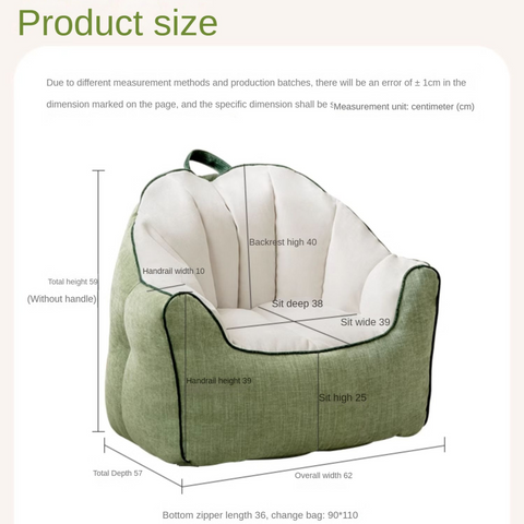 Children's Lazy Reading Corner Chair Soft Blue Chenille Upholstered Toddler Sofa with Removable Cover & EPP Filling for Kids Room