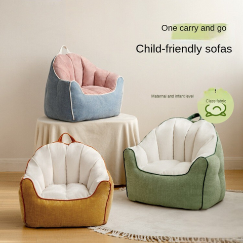 Children's Lazy Reading Corner Chair Soft Blue Chenille Upholstered Toddler Sofa with Removable Cover & EPP Filling for Kids Room