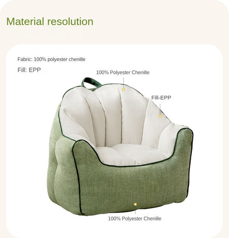 Children's Lazy Reading Corner Chair Soft Blue Chenille Upholstered Toddler Sofa with Removable Cover & EPP Filling for Kids Room