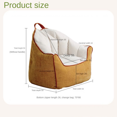 Children's Lazy Reading Corner Chair Soft Blue Chenille Upholstered Toddler Sofa with Removable Cover & EPP Filling for Kids Room