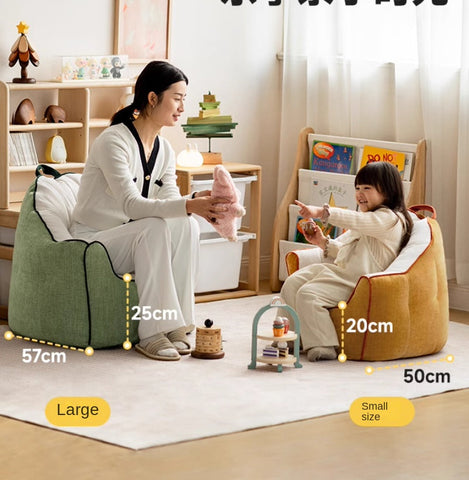 Children's Lazy Reading Corner Chair Soft Blue Chenille Upholstered Toddler Sofa with Removable Cover & EPP Filling for Kids Room