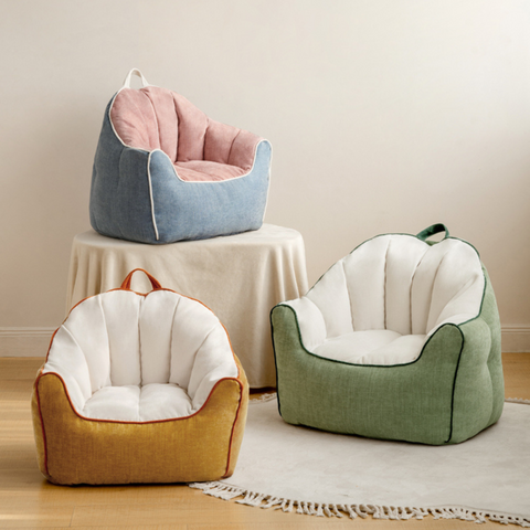 Children's Lazy Reading Corner Chair Soft Blue Chenille Upholstered Toddler Sofa with Removable Cover & EPP Filling for Kids Room