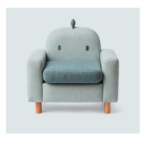 Gray Green Fabric Kids Sofa Cartoon Dinosaur Design Solid Wood Frame Removable Cover