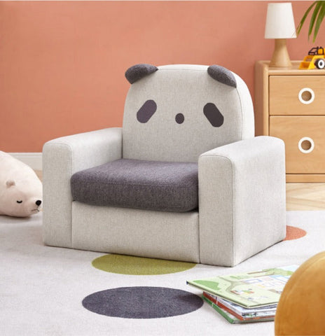 Gray Green Fabric Kids Sofa Cartoon Dinosaur Design Solid Wood Frame Removable Cover