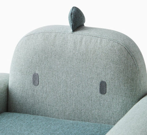 Gray Green Fabric Kids Sofa Cartoon Dinosaur Design Solid Wood Frame Removable Cover