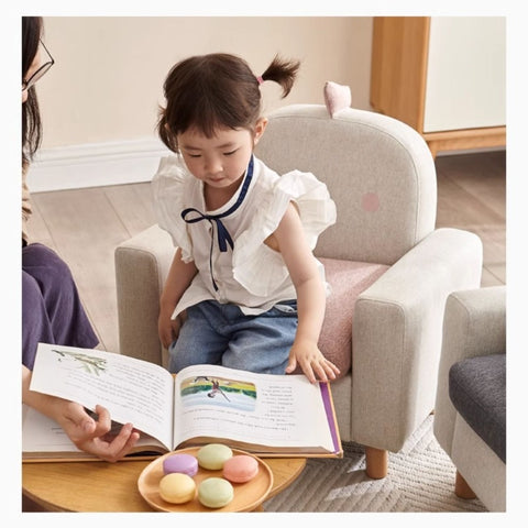 Gray Green Fabric Kids Sofa Cartoon Dinosaur Design Solid Wood Frame Removable Cover