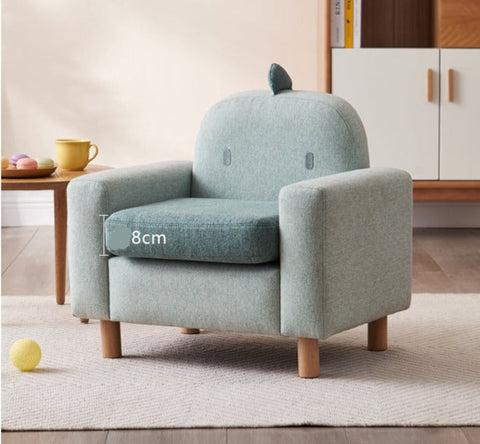 Gray Green Fabric Kids Sofa Cartoon Dinosaur Design Solid Wood Frame Removable Cover