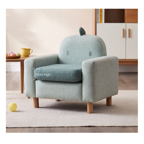 Gray Green Fabric Kids Sofa Cartoon Dinosaur Design Solid Wood Frame Removable Cover