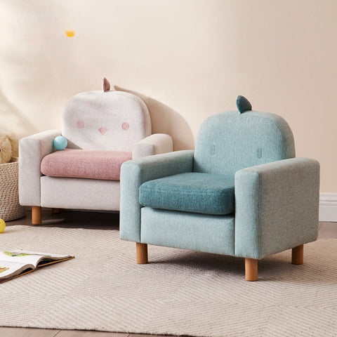 Gray Green Fabric Kids Sofa Cartoon Dinosaur Design Solid Wood Frame Removable Cover