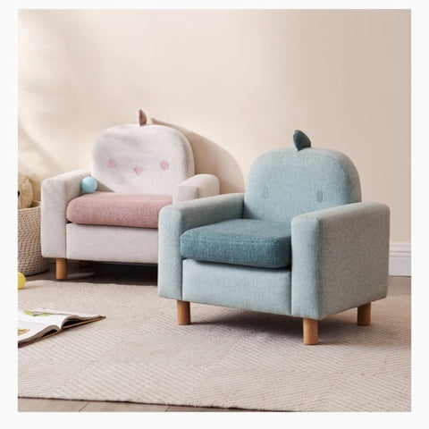 Gray Green Fabric Kids Sofa Cartoon Dinosaur Design Solid Wood Frame Removable Cover