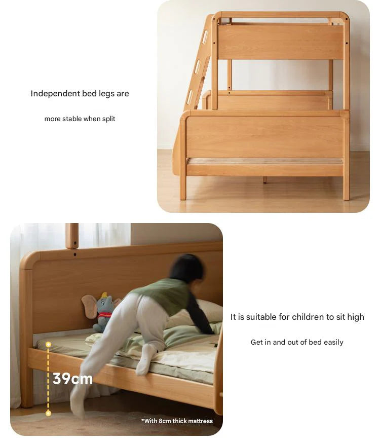 Beech Solid Wood Children's Bunk Bed.