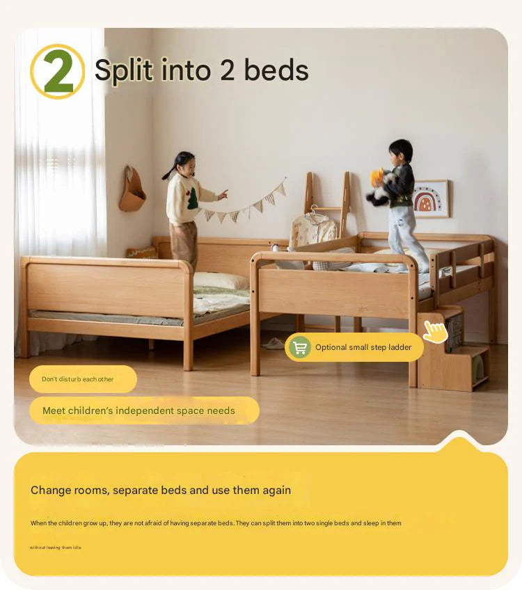 Beech Solid Wood Children's Bunk Bed.