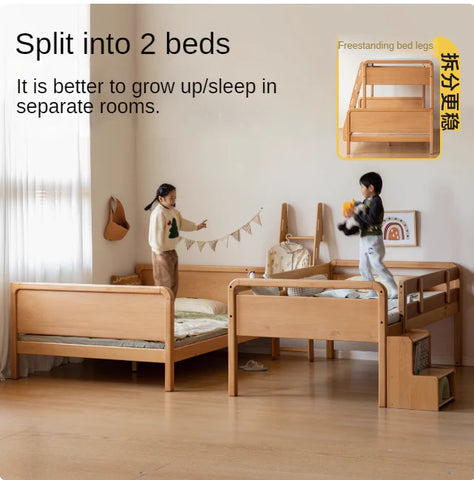 Beech Solid Wood Children's Bunk Bed.