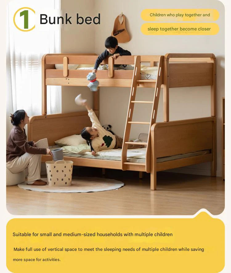 Beech Solid Wood Children's Bunk Bed.