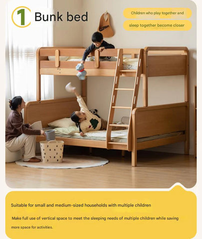 Beech Solid Wood Children's Bunk Bed.