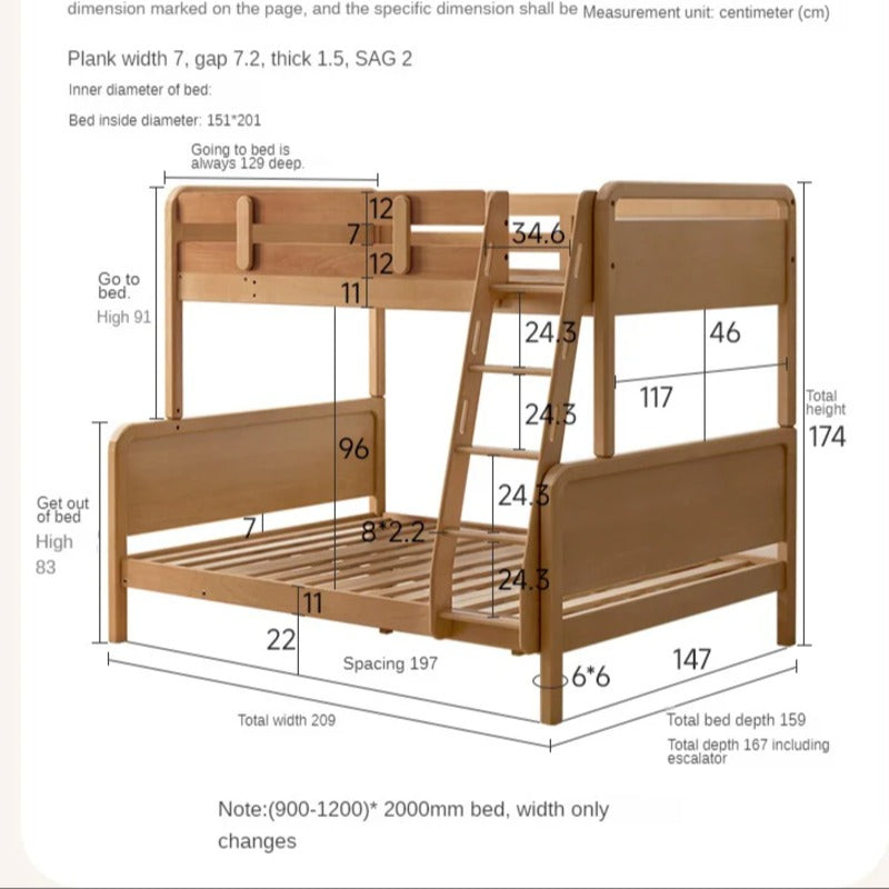 Beech Solid Wood Children's Bunk Bed.