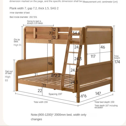 Beech Solid Wood Children's Bunk Bed.