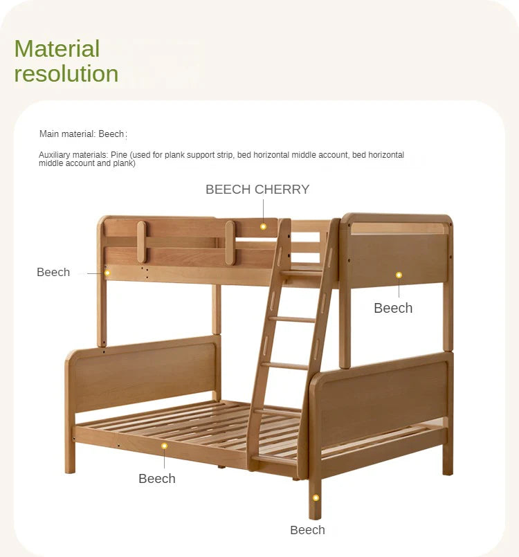 Beech Solid Wood Children's Bunk Bed.