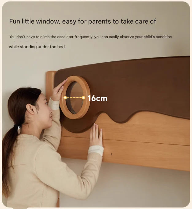 Beech solid wood with guardrails bunk bed.