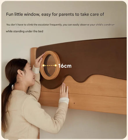 Beech solid wood with guardrails bunk bed.