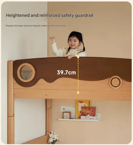Beech solid wood with guardrails bunk bed.