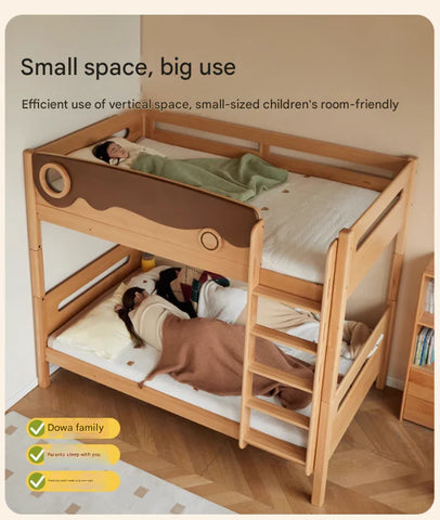 Beech solid wood with guardrails bunk bed.