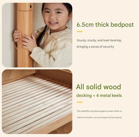 Beech solid wood with guardrails bunk bed.