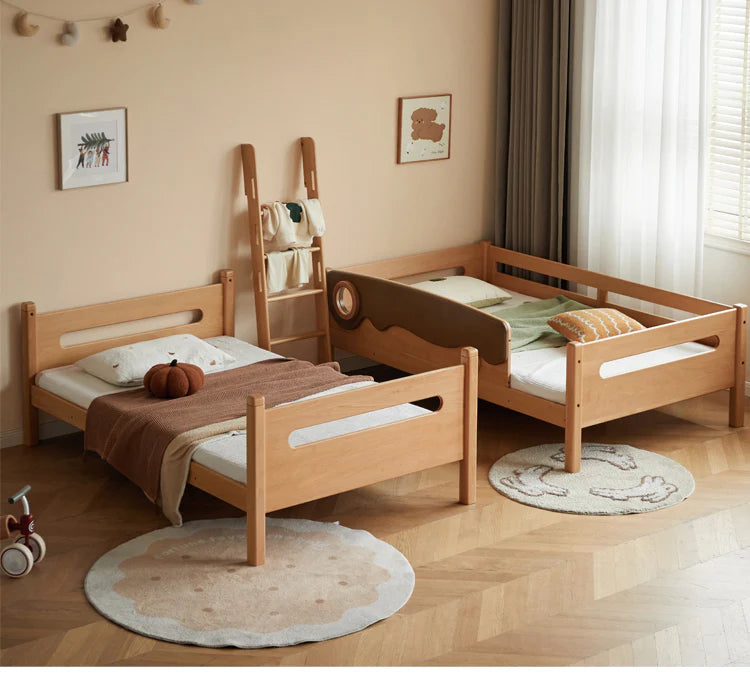 Beech solid wood with guardrails bunk bed.