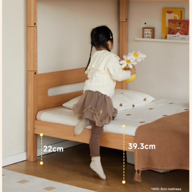 Beech solid wood with guardrails bunk bed.