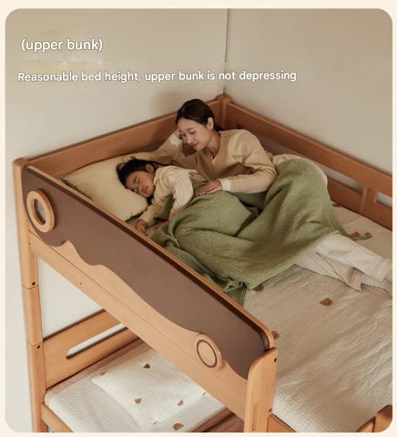 Beech solid wood with guardrails bunk bed.