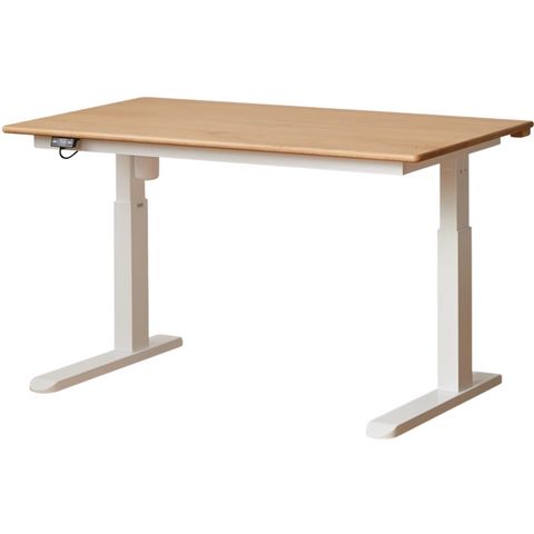 Oak Solid Wood Children Study Desk Adjustable Electric Lifting Tilting Top Minimalist Writing Table Natural Finish