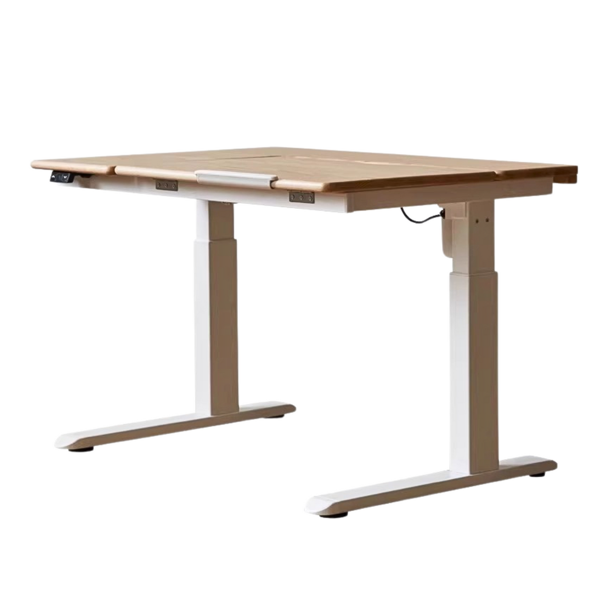 Oak Solid Wood Children Study Desk Adjustable Electric Lifting Tilting Top Minimalist Writing Table Natural Finish