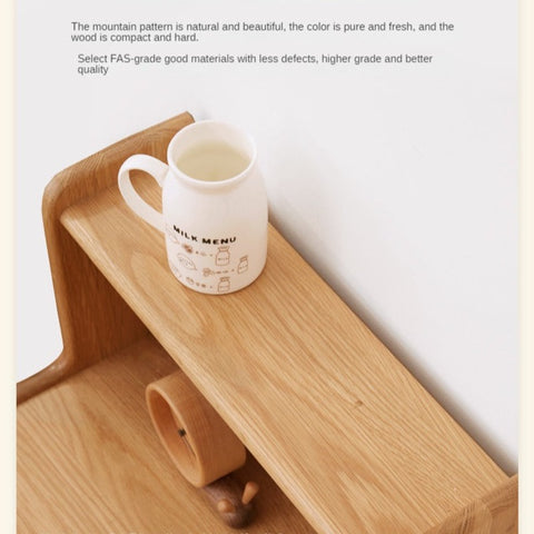 Oak & Beech Solid Wood Footstool Nordic Ladder Storage Step Stool Natural Finish for Kids Beds