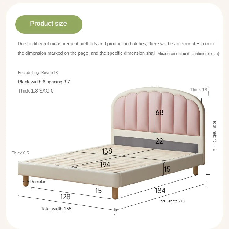 Organic leather Children's Cream Style Soft Bed.