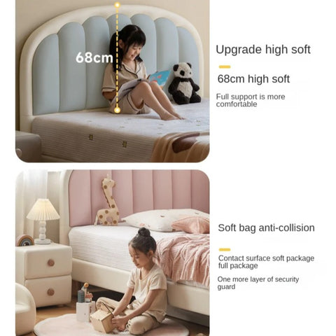 Organic leather Children's Cream Style Soft Bed.