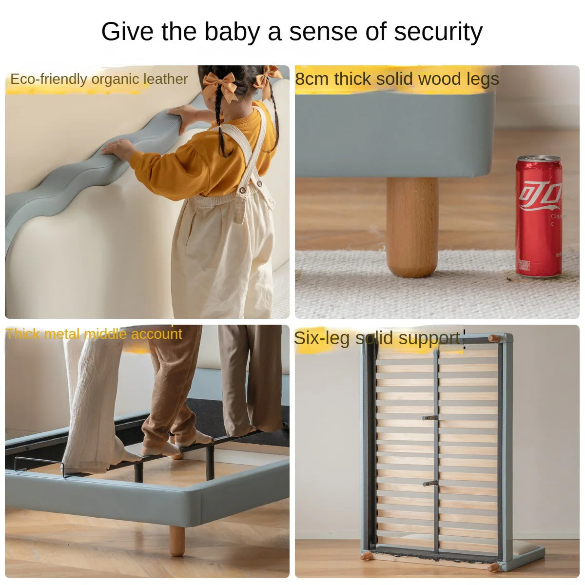 Organic Leather Children's Soft Bed Boys and Girls.