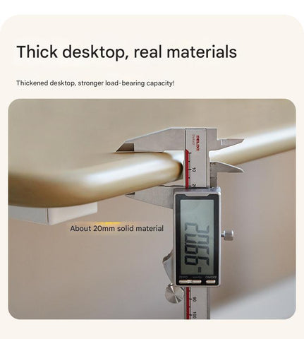 Poplar Solid Wood Liftable Study Desk for Children Milk Brown Adjustable Height Writing Table with Carbon Steel Frame