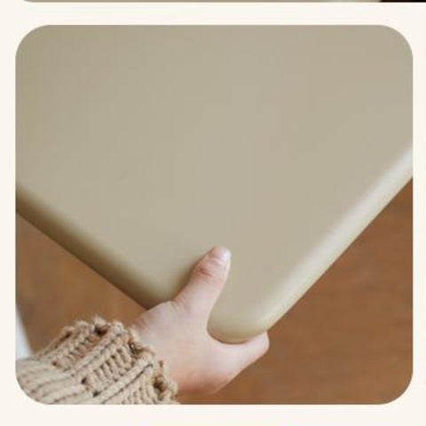 Poplar Solid Wood Liftable Study Desk for Children Milk Brown Adjustable Height Writing Table with Carbon Steel Frame