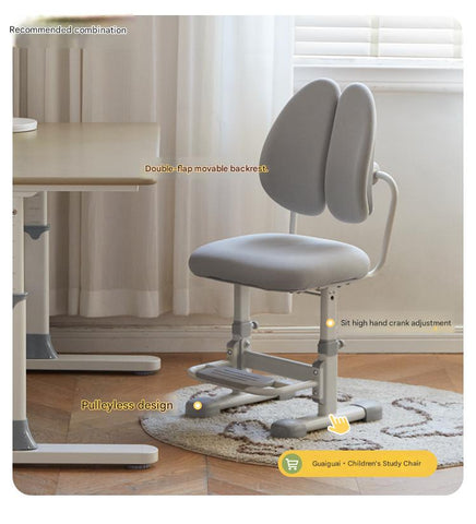 Poplar Solid Wood Liftable Study Desk for Children Milk Brown Adjustable Height Writing Table with Carbon Steel Frame