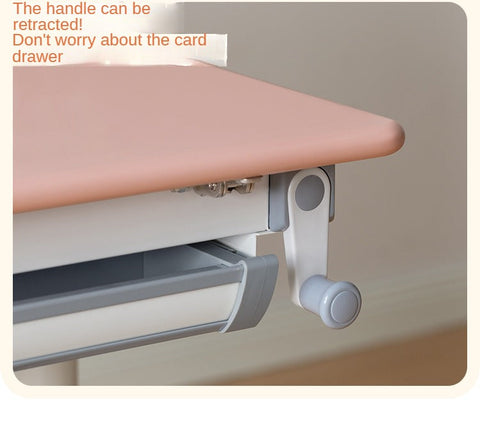 Poplar Solid Wood Childrens Study Desk Natural Eco Friendly Writing Table with Adjustable Height Storage Drawer Home School