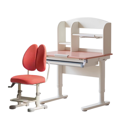 Poplar Solid Wood Childrens Study Desk Natural Eco Friendly Writing Table with Adjustable Height Storage Drawer Home School