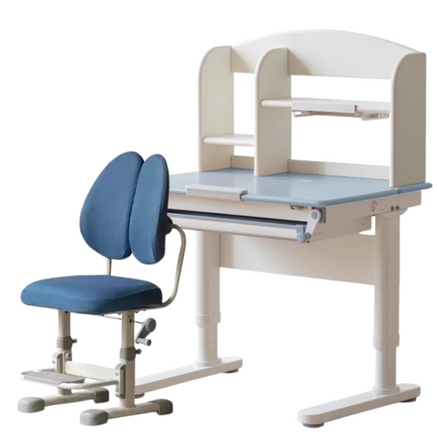 Poplar Solid Wood Childrens Study Desk Natural Eco Friendly Writing Table with Adjustable Height Storage Drawer Home School