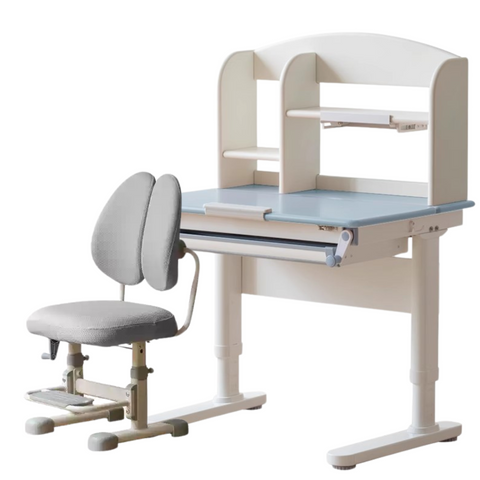 Poplar Solid Wood Childrens Study Desk Natural Eco Friendly Writing Table with Adjustable Height Storage Drawer Home School