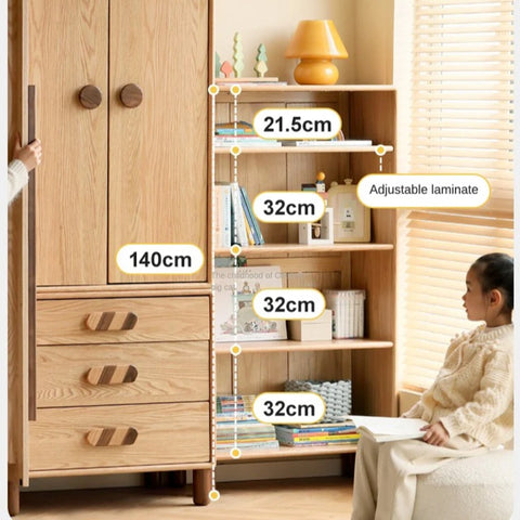 Oak Solid Wood Kids Wardrobe Free Combination