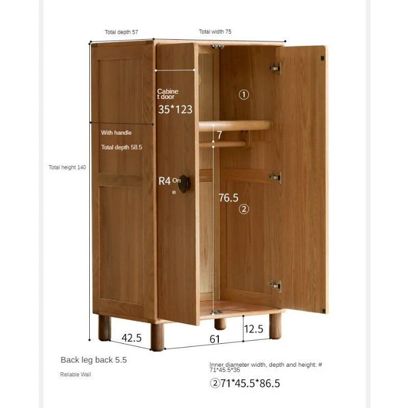 Oak Solid Wood Kids Wardrobe Free Combination